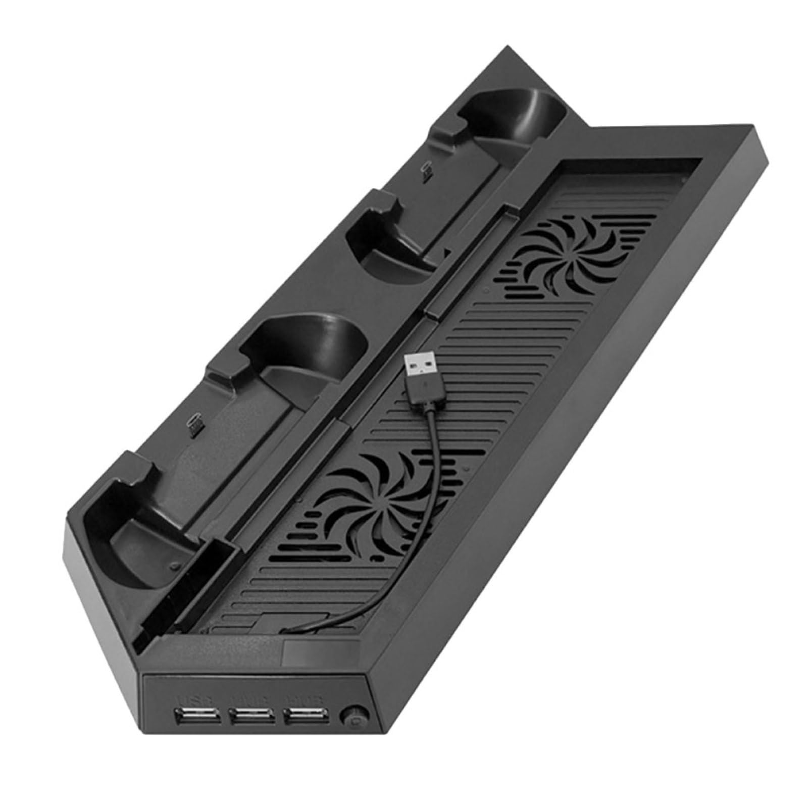 Supporto Ventola di Raffreddamento Verticale per Console da Gioco Doppia Ventola Integrata e Stazione di Ricarica Doppia, Base Multifunzione Salvaspazio per Console Gaming