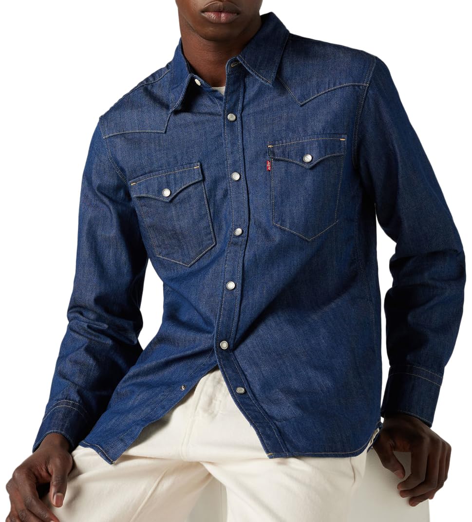 Levi's Men's Barstow Western Standard Woven shirts, Indigo Rinse, XL