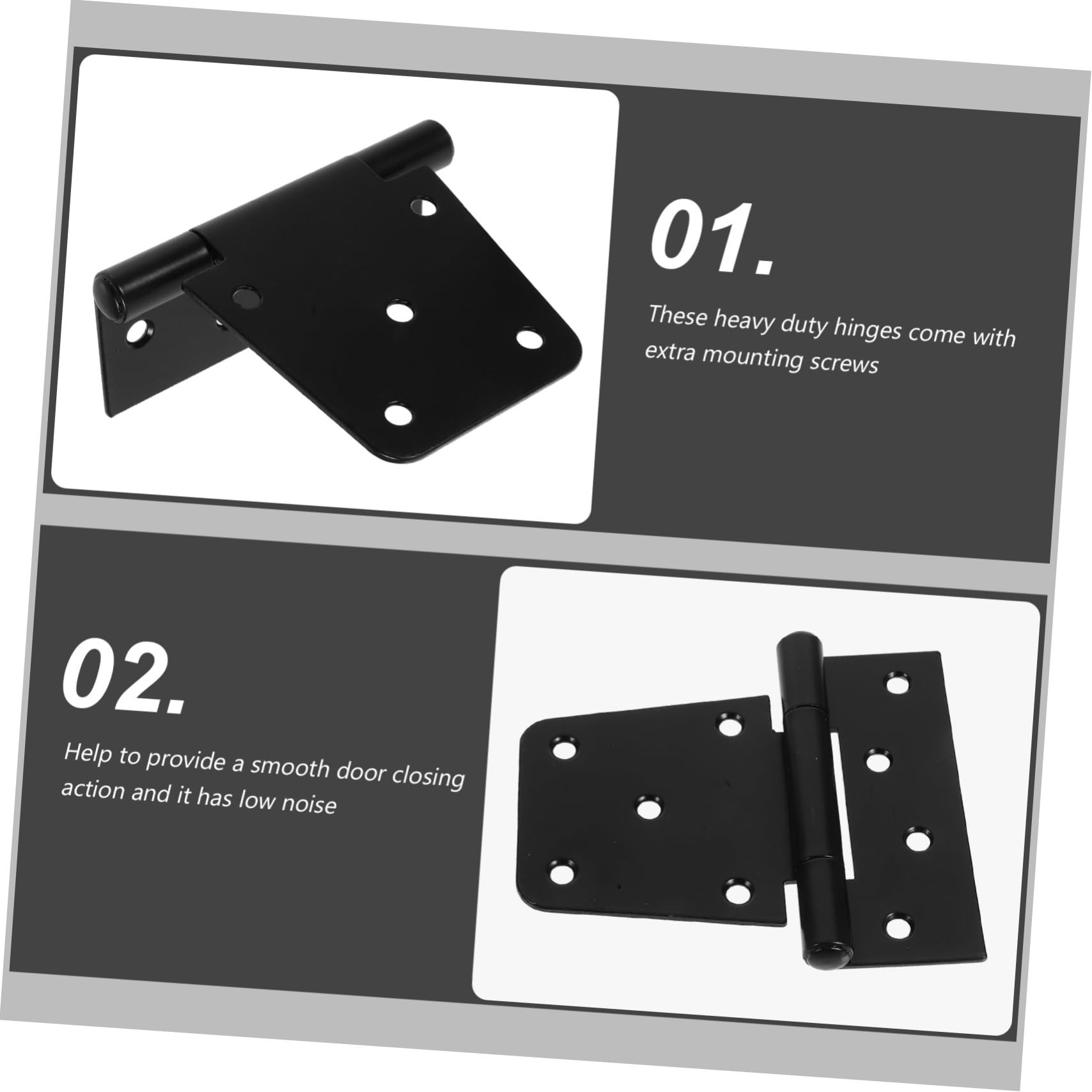 POPETPOP 2pezzi Cerniere Per Porte t Pesanti in Acciaio Nero Opaco Resistenti e Antiruggine Per Cancelli Scaffali e Mobiletti Con Fissaggi Adatti Utilizzo Interno Ed Esterno
