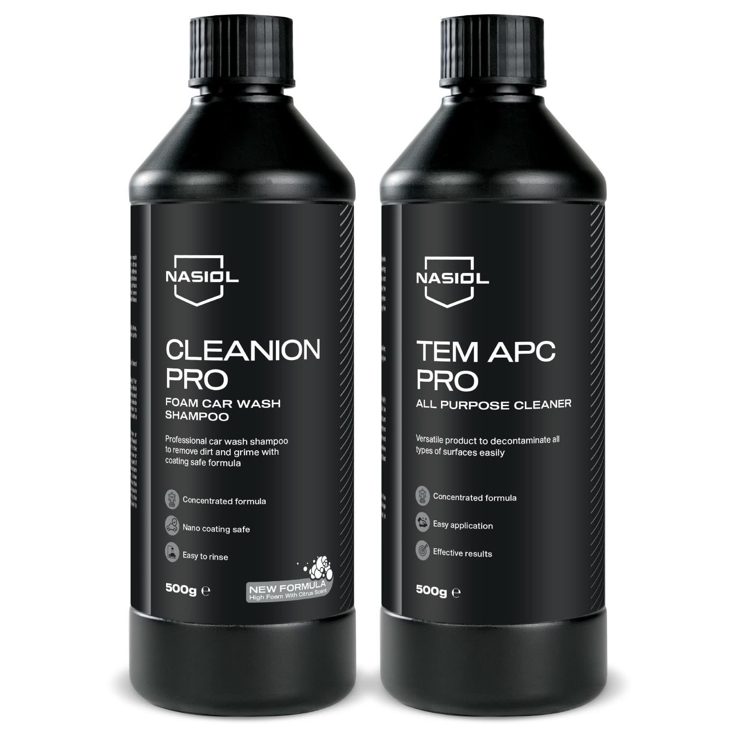 Nasiol Cleanion Pro Shampoo and TEM APC Pro Car Interior Cleaner Set
