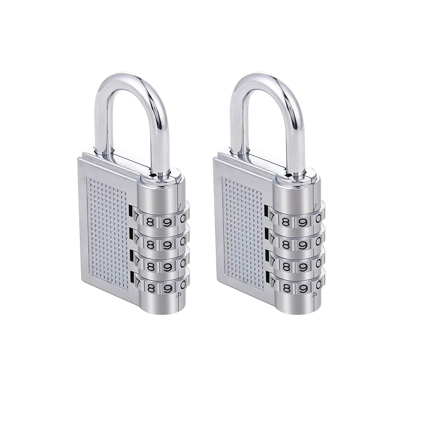 Bag Lock Pad Lock Combination Locks for Door Password Key Home Digital Finger Padlock Deal Security Smart 4-Digit Safe Pin Hand Bag Silver (Pack of 2)-image-6