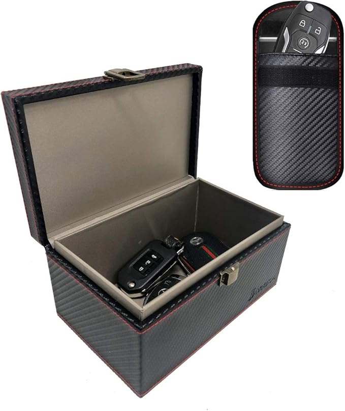 Large Faraday Box with a Blocker Pouch, Car Key Signal Blocker Box