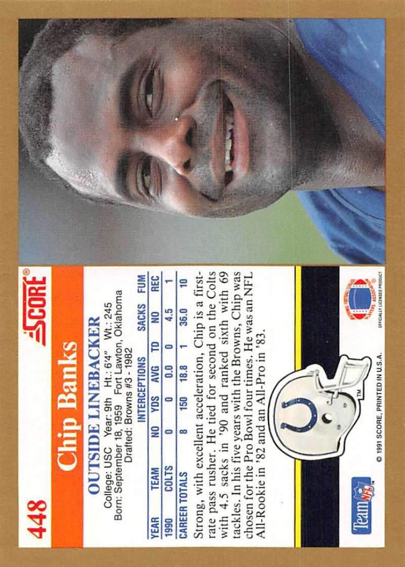 Amazon.com: 1991 Score Football #448 Chip Banks Indianapolis Colts