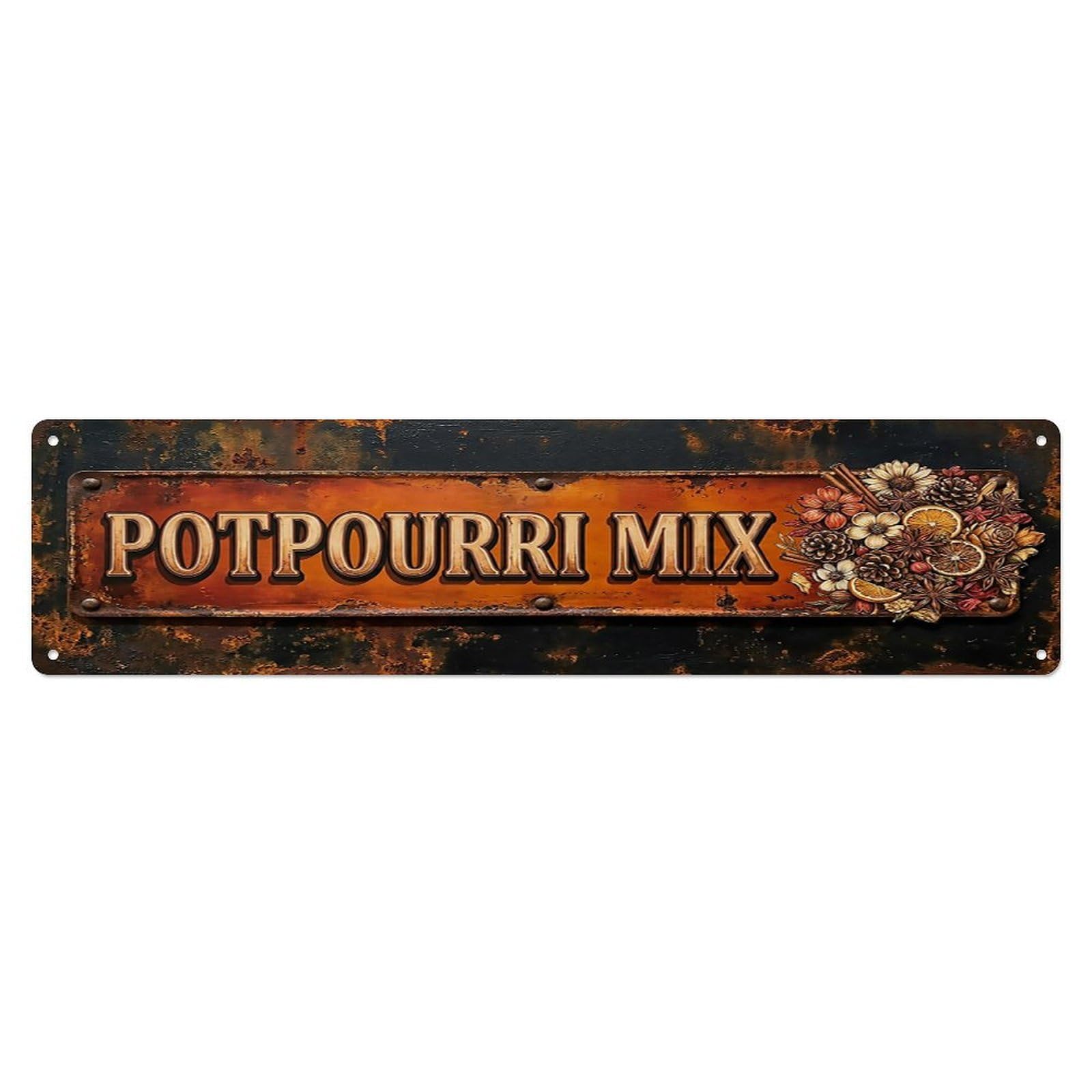 Vintage Potpourri Mix Fragrant Farmhouse Metal Tin Sign