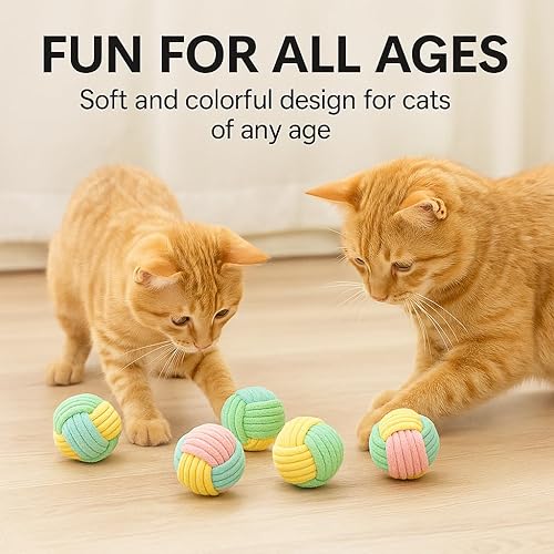 Miniatura 4 de Pelotas masticables para gatos, paquete de 6 juguetes de cuerda para gatos con sonido arrugado, suaves y duraderas, para gatos de interior, gatitos,