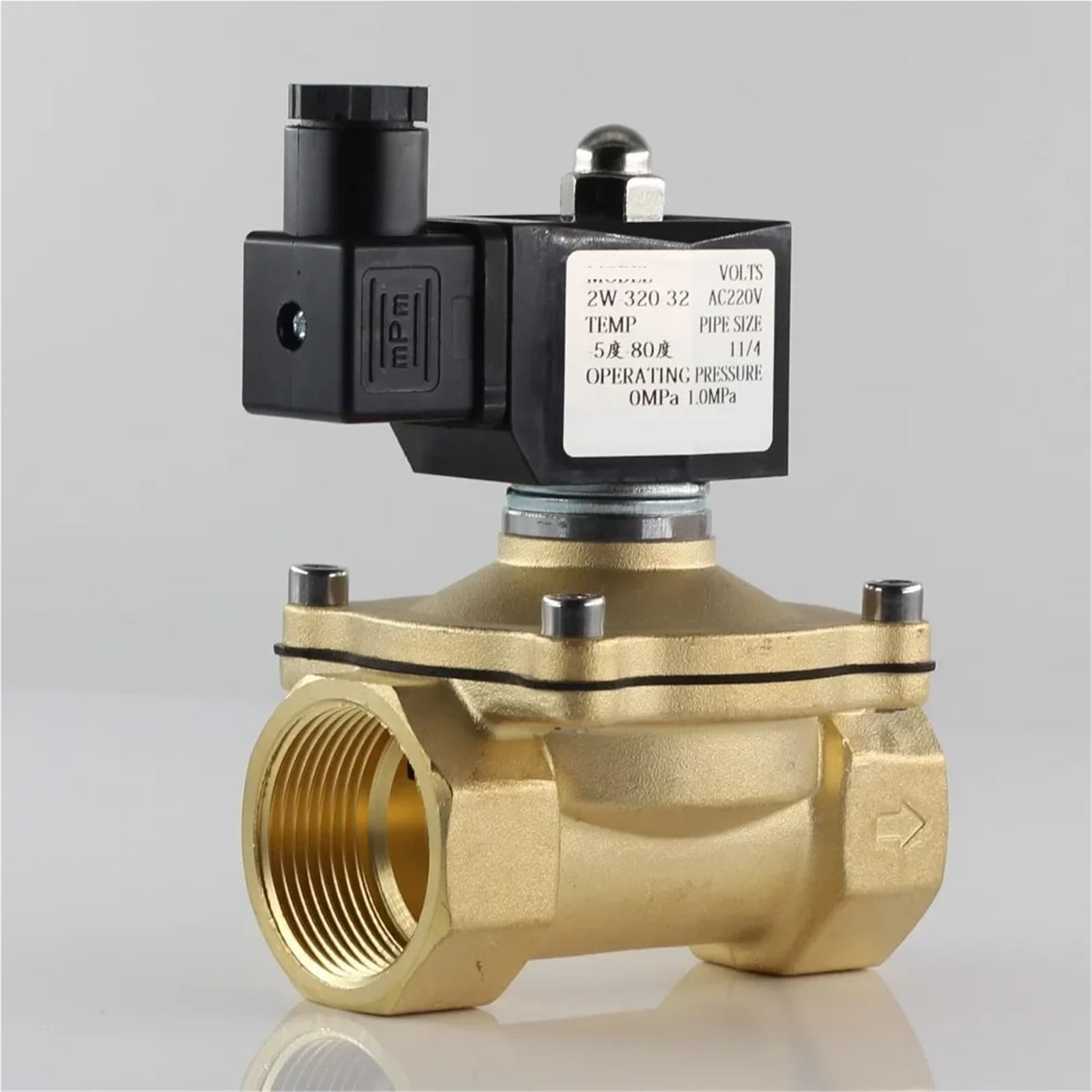 Válvula solenoide de Agua Normalmente Cerrada, Bobina Completamente Cerrada IP65, CA 220 V, CC 12 V, CC 24 V, G3/8", G1/2", G3/4", G1, G1-1/4, G1-1/2.