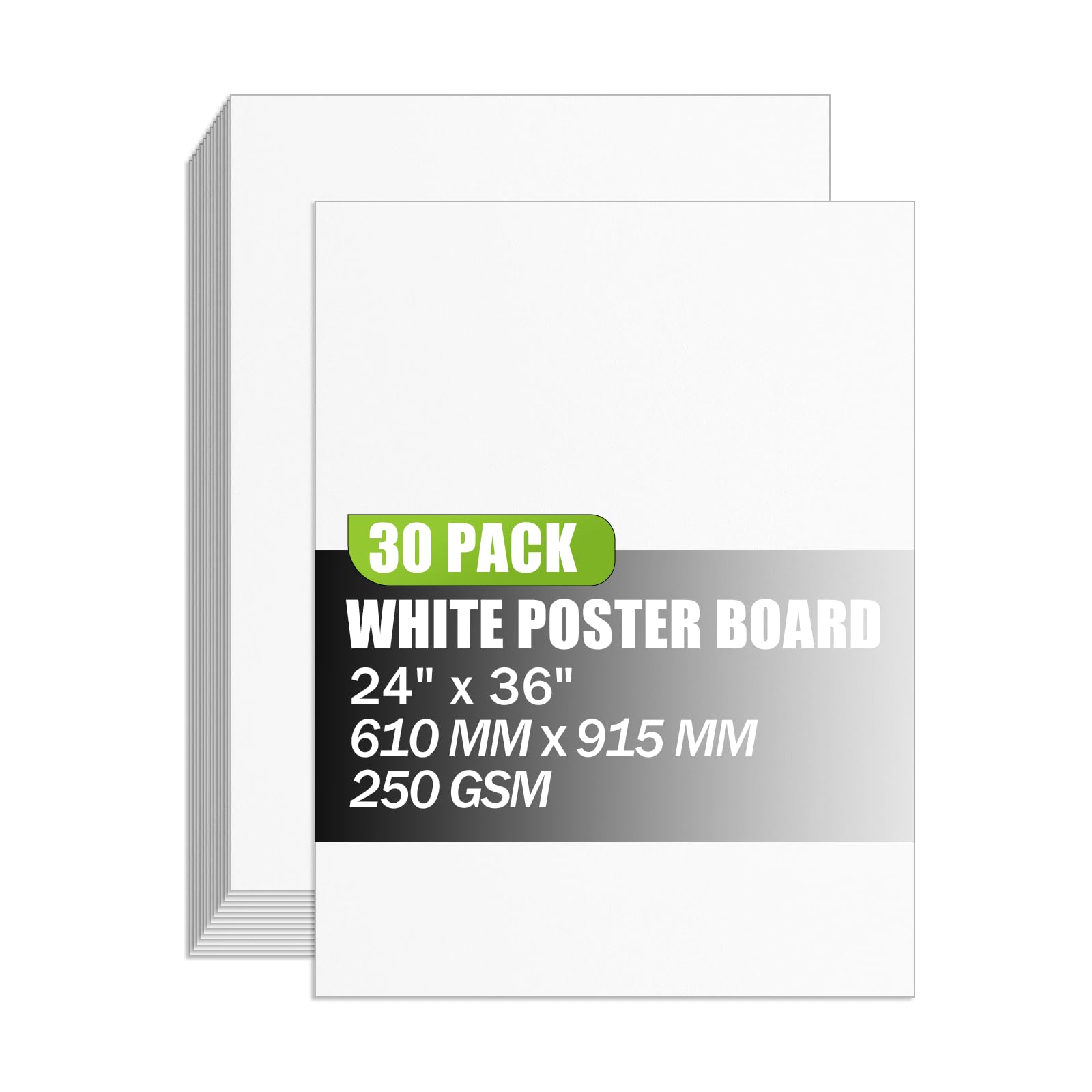 24x36 inches poster paper set of 30, white large poster board, blank display boards, heavyweight poster paper bulk for school, office & craft projects