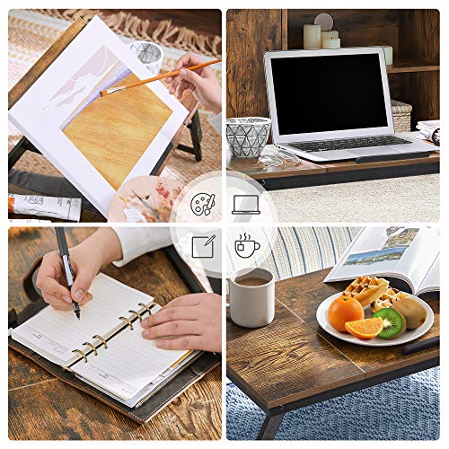 Image of SONGMICS Bed Laptop Desk, Folding Bed Tray, Adjustable Angle and Height | Folding Bed Tray for Laptop up to 15.6 Inches, Portable for Working Reading Writing Breakfast, Drawer, ULLD110B01