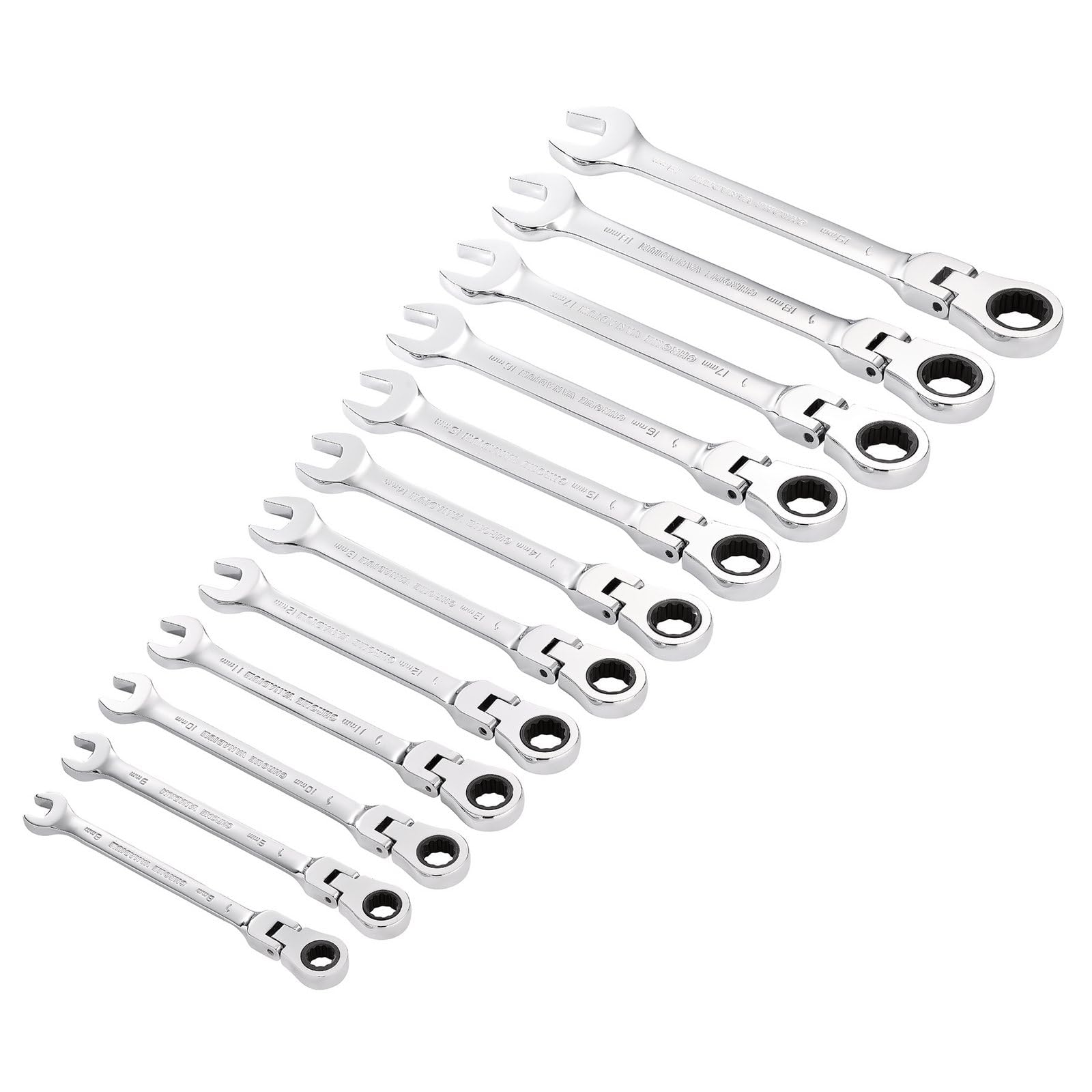 DRAPER 27733 HI-TORQ FLEX-HEAD RATCHET SPANNER SET 12PC METRIC – 90-TOOTH –