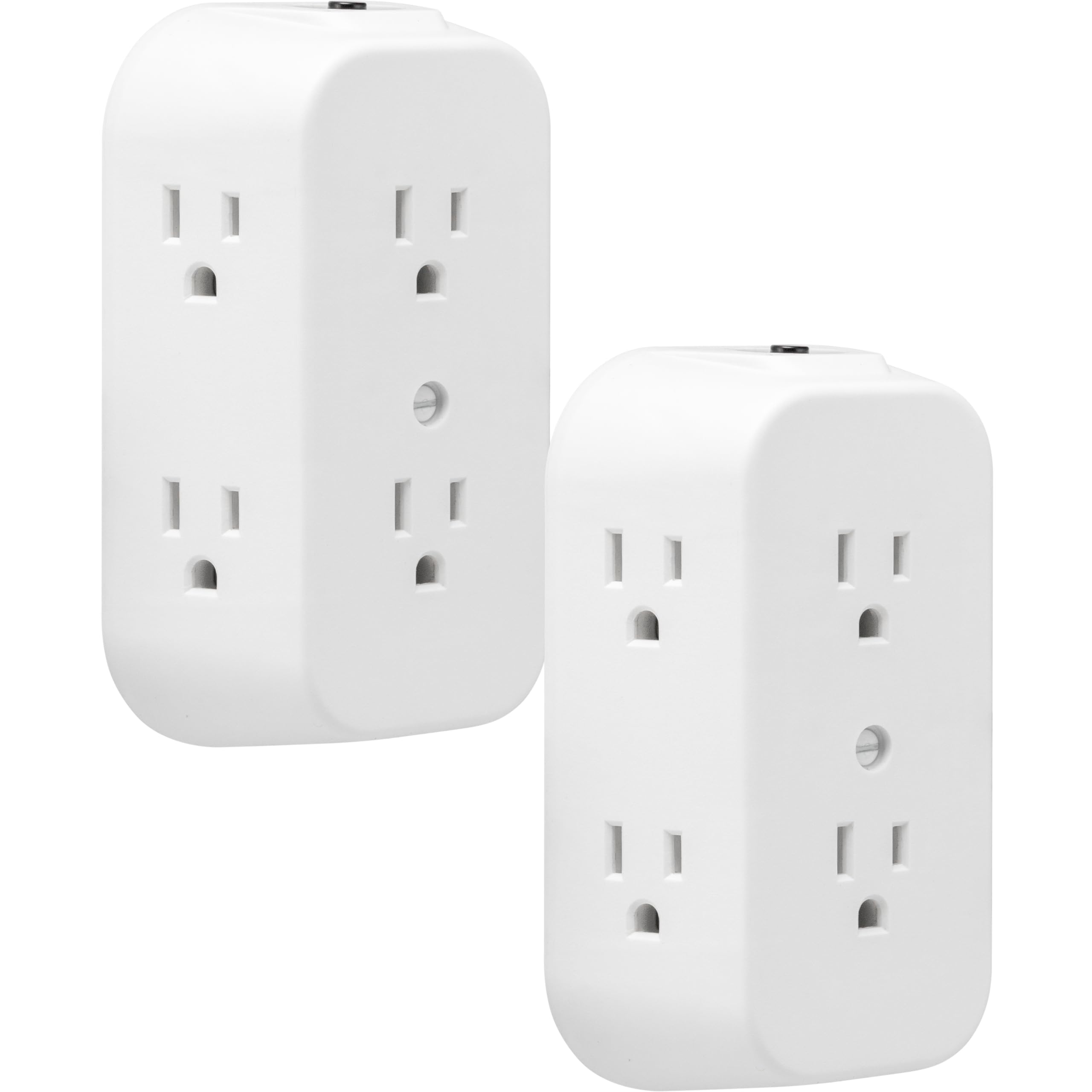 6-Outlet Extender, 2 Pack, Grounded Wall Tap, Reset Button, Circuit Breaker, Adapter Spaced Outlets, 3-Prong, Multiple Plug, Quick and Easy Install, Cruise Essentials, UL Listed, White, 46854
