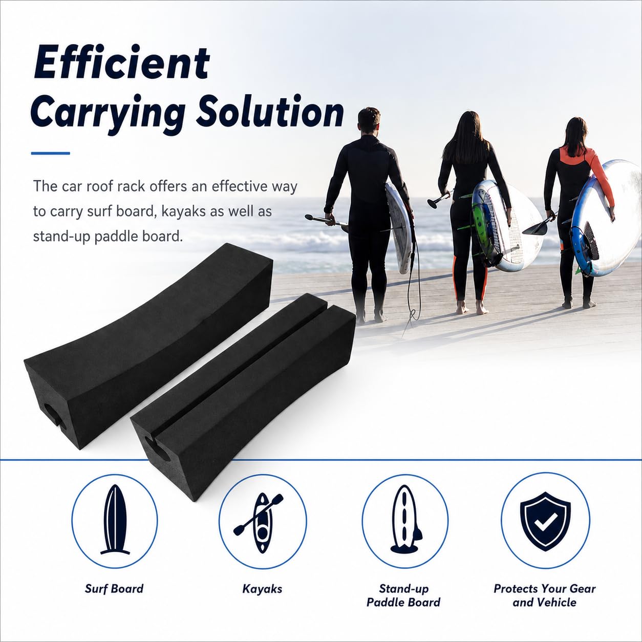 Portaequipajes para Coche, Almohadillas Universales para Portaequipajes Suaves, Portaequipajes Universal para Surf, Kayak, Tabla de Remo, Canoa, de Portaequipajes,