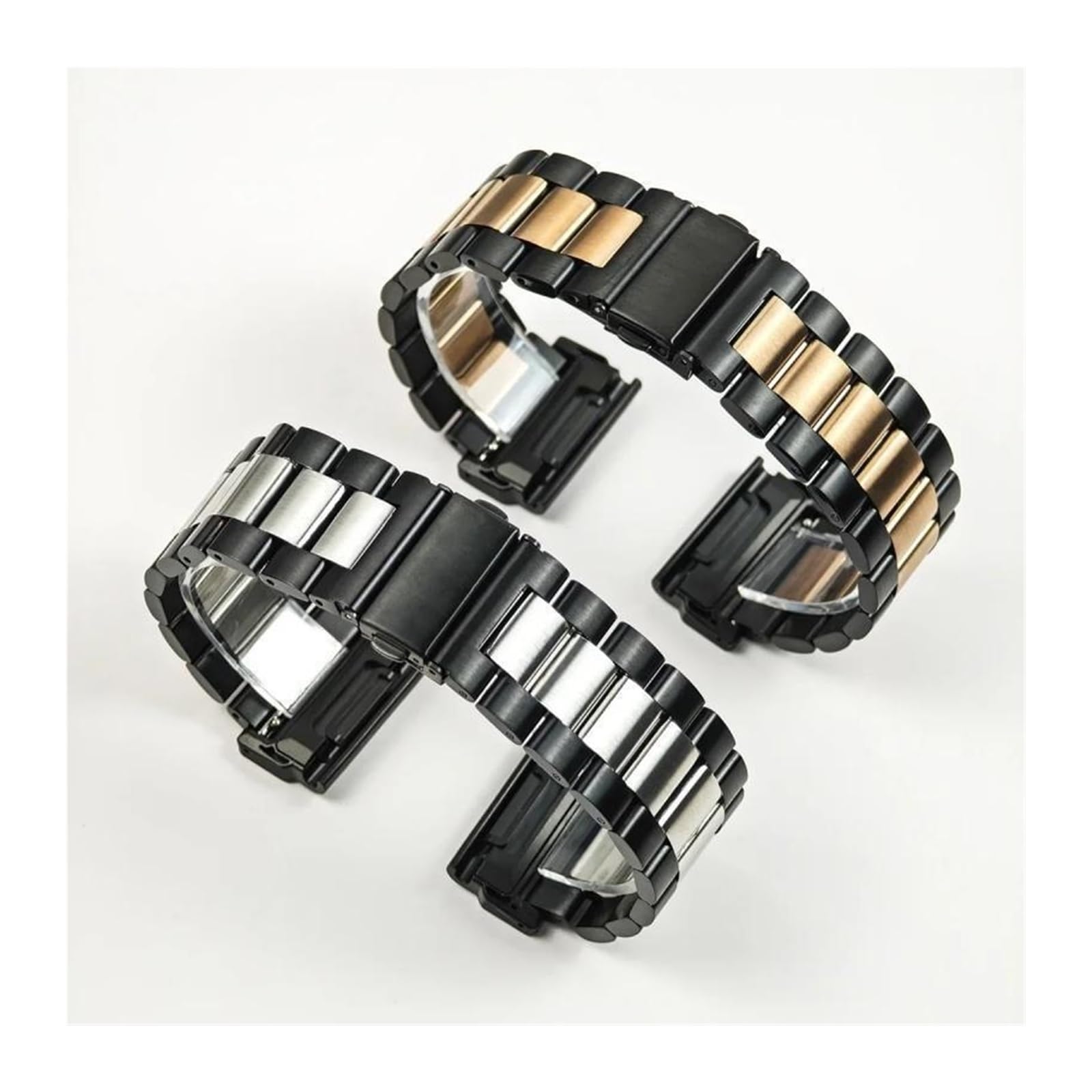 Bracelets de montre en acier inoxydable massif 22 mm 26 mm pour Garmin Fenix 8 51 mm 47 mm/7/6/5/Tactix 7/3HR (noir argenté, pour Fenix8 51 mm)