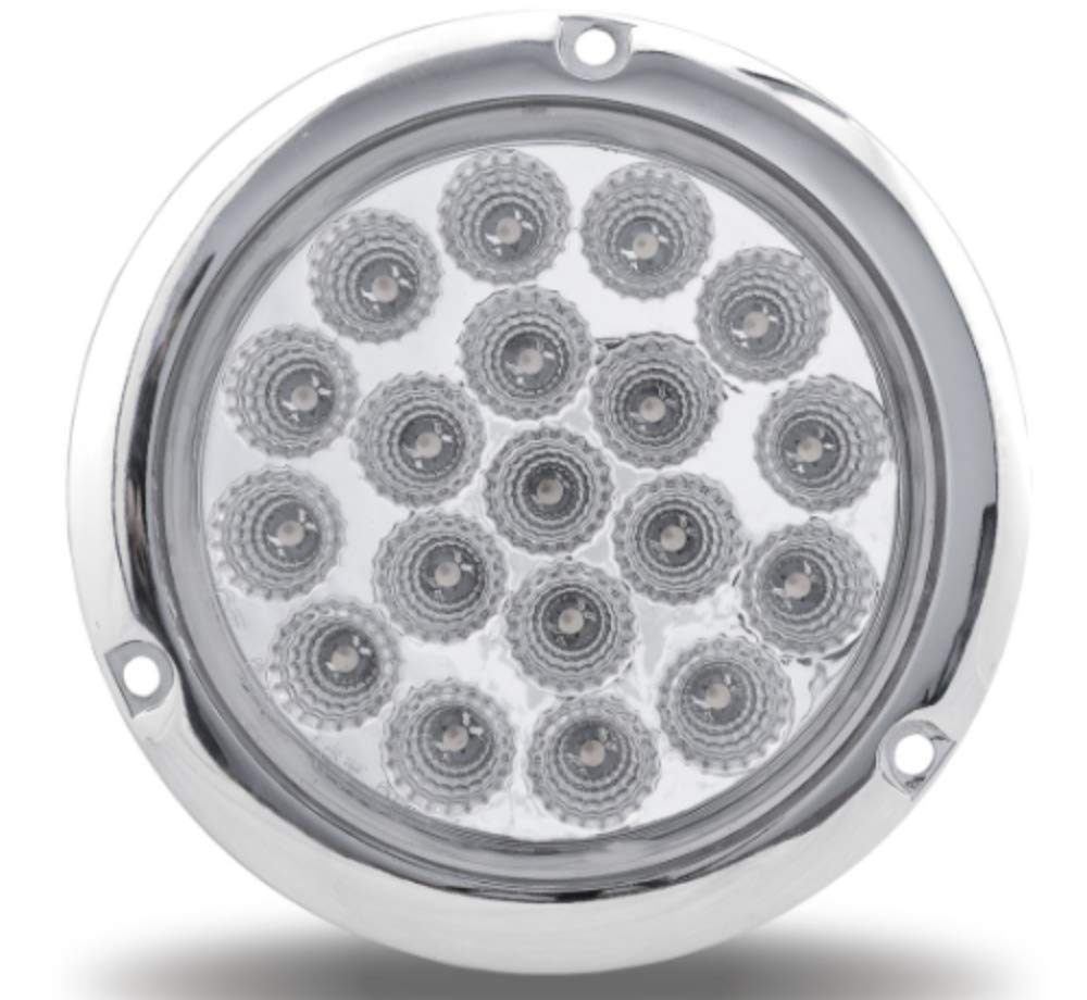 4" Dual Revolution Red Stop, Turn & Tail to White Back-Up LED Light w/Flange Mount