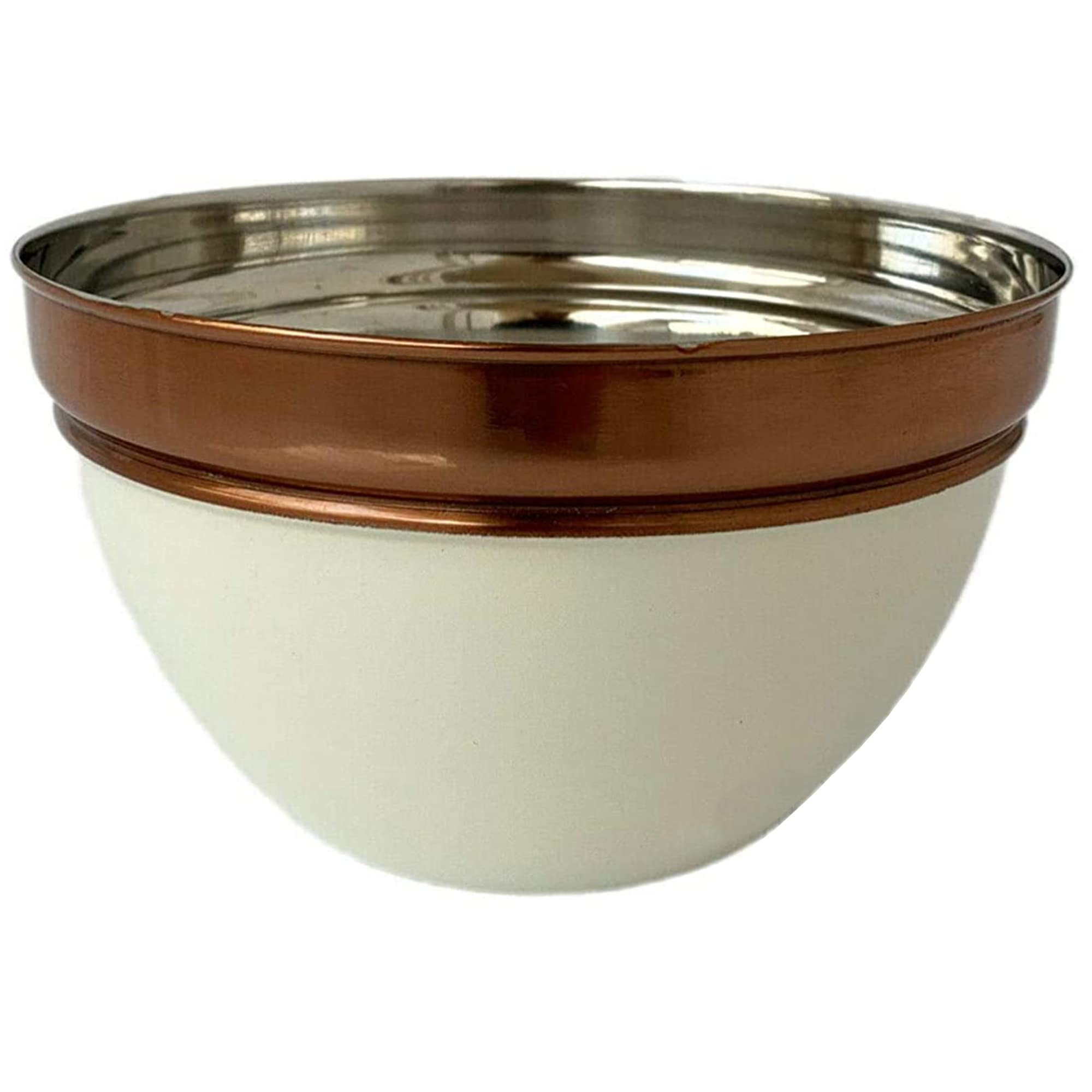 Darthome White and Copper Mixing Bowl 18cm Metal Modern Serving Cooking Cake Baking Food