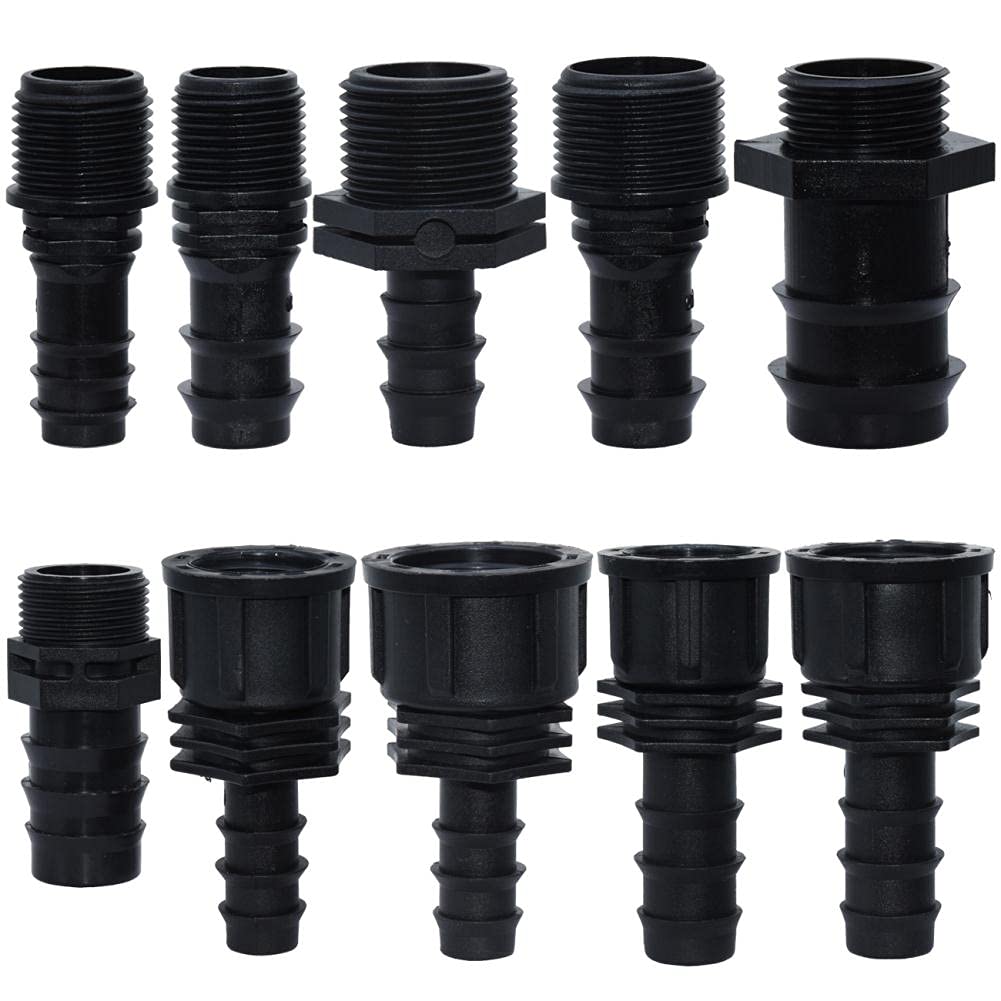 FSALFWUYIHDSF 4PCS 1/2" 3/4" Male Female Thread Connector To Barb 16mm 20mm 25mm PE Hose Adapter Garden Irrigation Drip Watering System-Red