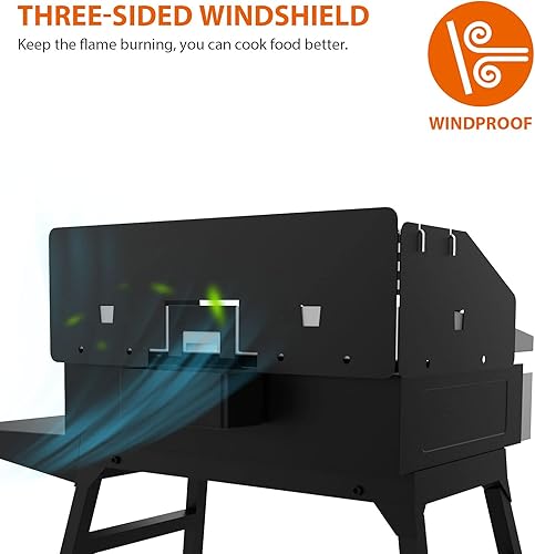 Miniatura 4 de MixRBBQ Juego de parrilla de viento y calentador para parrilla Blackstone de 22 pulgadas, accesorios para parrilla de cocina al aire libre, pantalla