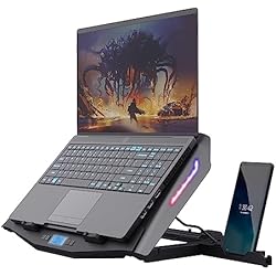 Ventilador Potente Para Laptop Trust Gaming GXT 1127 Yoozy Base de Refrigeración para Portátiles 17,3´´ con Soporte para Teléfono, Pantalla LCD, 2 Ventiladores, Modo Silencioso/Rendimiento, Ventilador para Lenovo, HP, ASUS