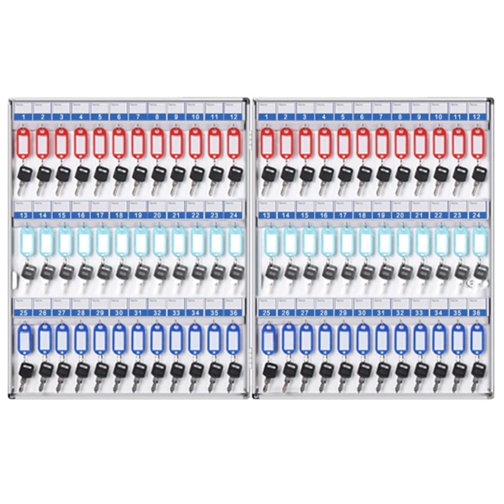 Kfgisd Silver Key Lock Organizer 72/96/120-Keys Large Capacity Storage Key Cabinet, Reasonable Zoning Of Real Estate Key Security Box ，Key Box(72 Keys)