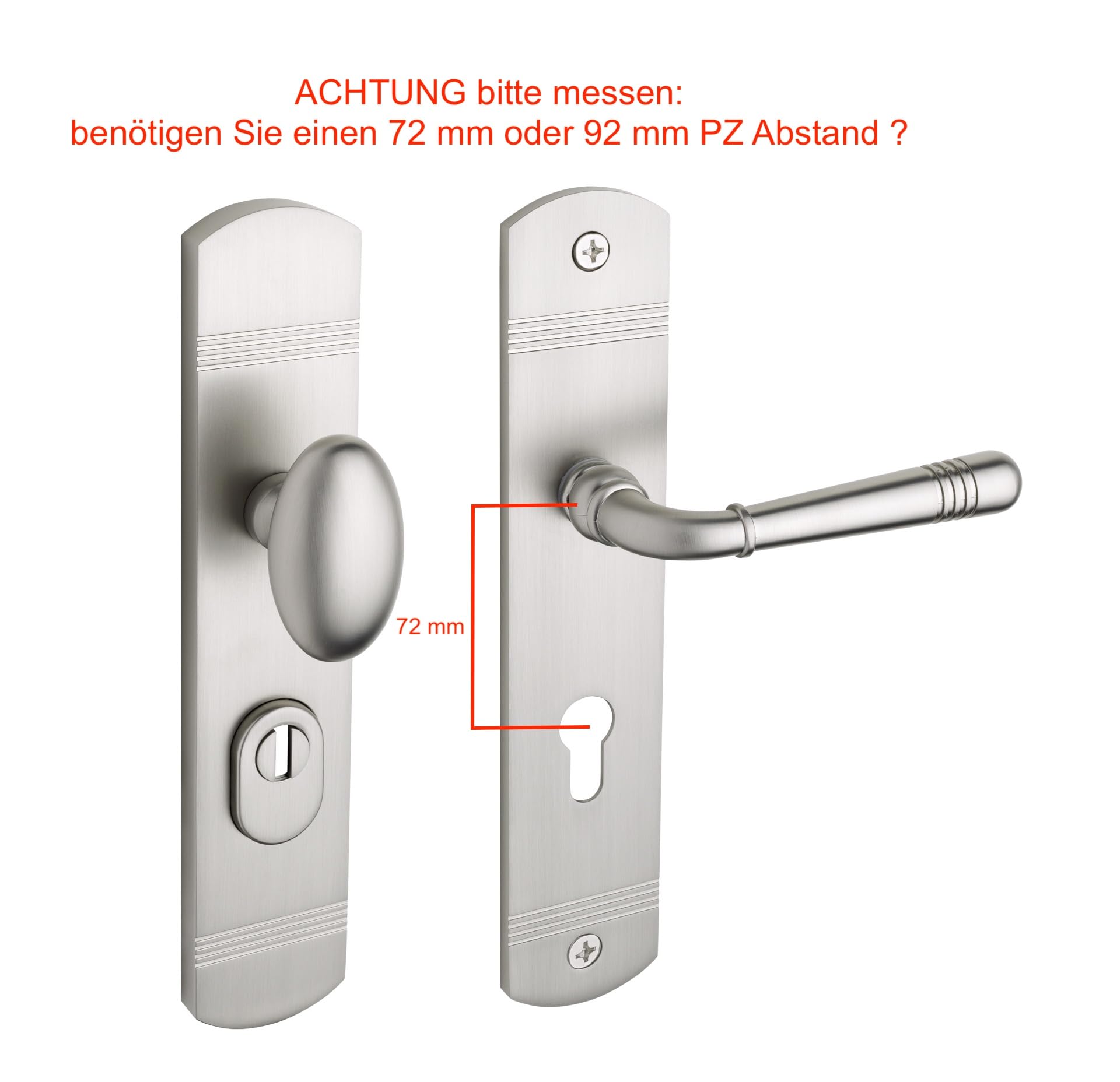 Beschläge Hamburg | Türgriff Eingangstür Schutzbeschlag | Emily 70-09 MMN mit 72 mm PZ | Wohnungstür Sicherheitsgarnitur / Sicherheitsbeschlag | 250 x 50 mm in matt vernickelt