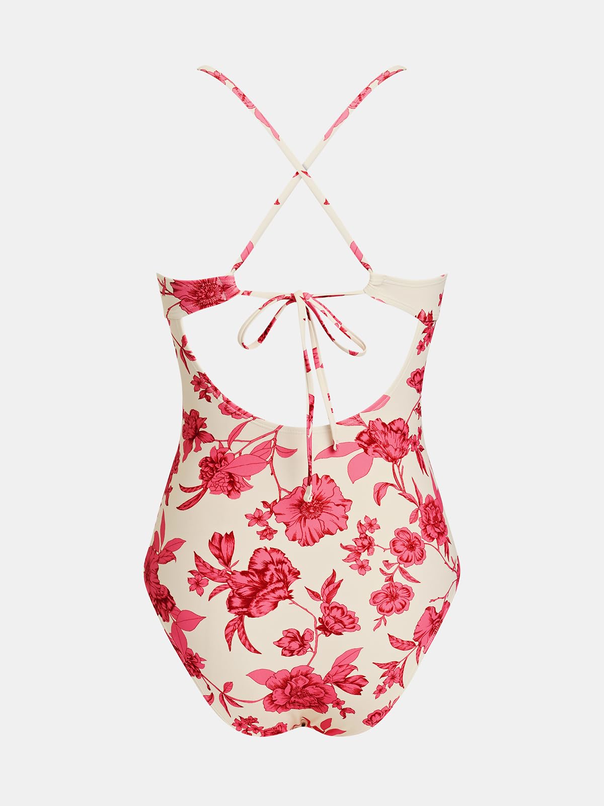 CUPSHE Damen Badeanzug Plunging V Neck Shell Stitch Self Tie Adjustable Cutouts Einteilige Bademode
