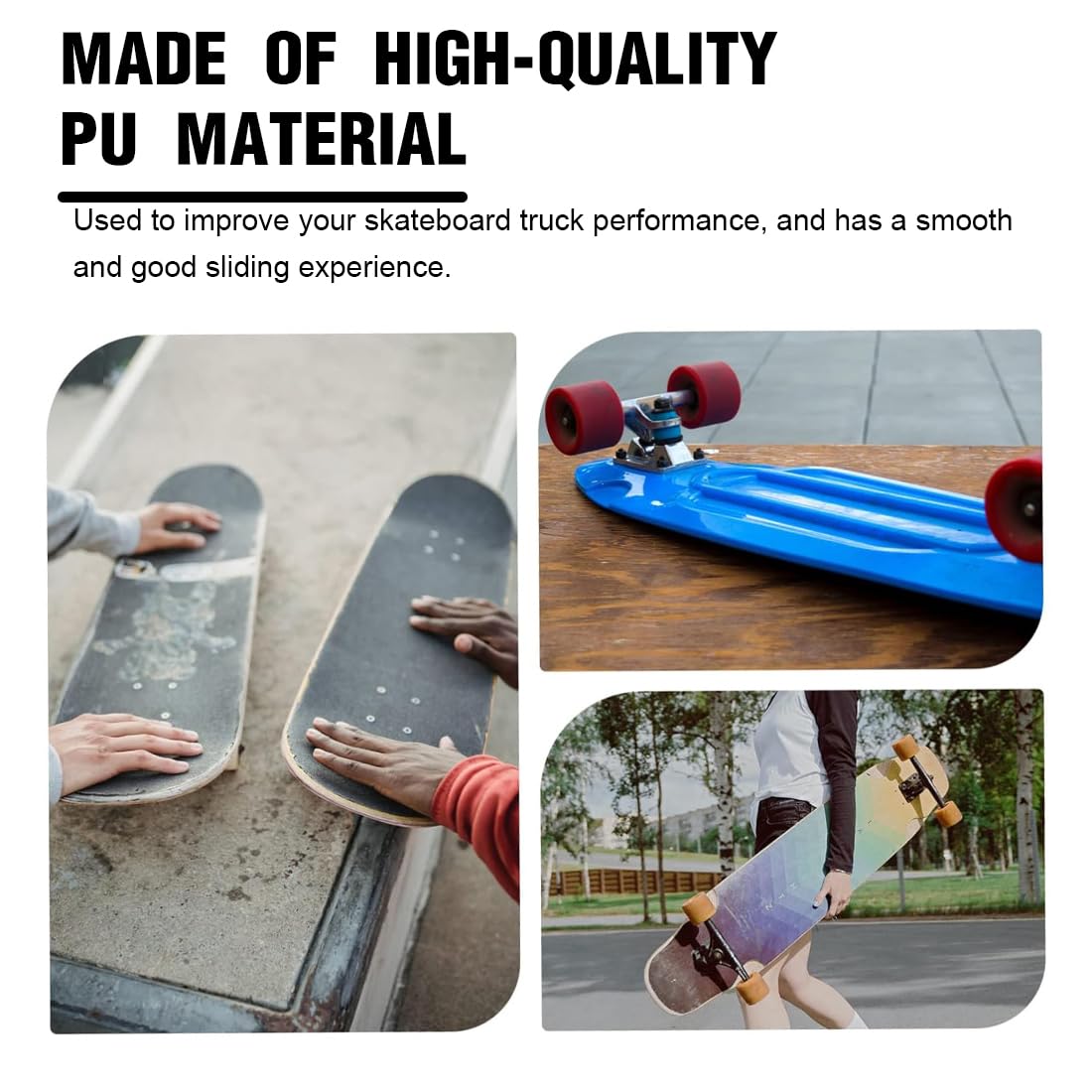 Set de 4 Bujes para Camiones de Longboard con Amortiguación en PU y Herramientas