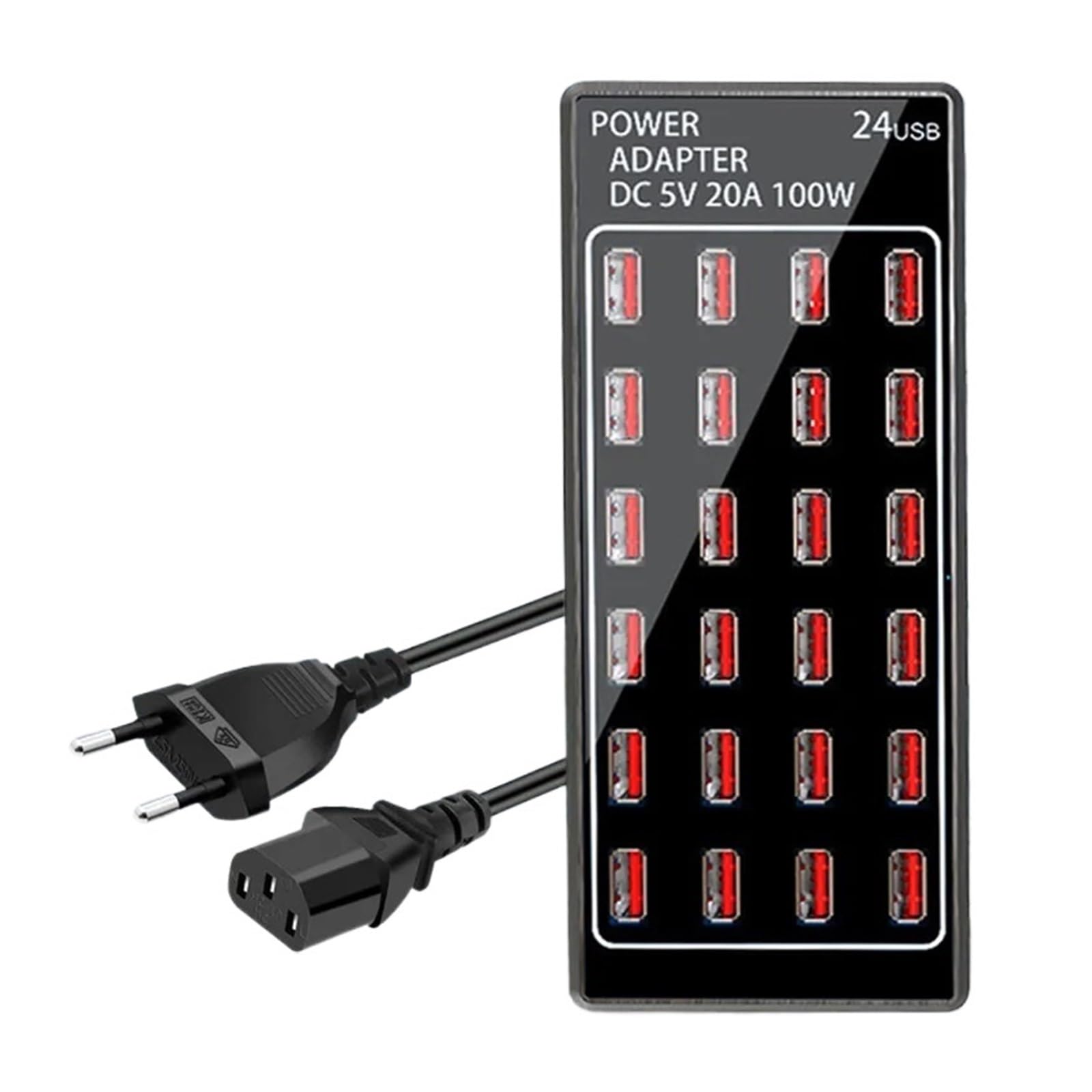 Cargador USB, Cargador USB 12 24 Puertos múltiples HUB 100W estación de Carga Dock Adaptador de Corriente de Pared de Escritorio Universal, admite Carga rápida múltiple(24 Port USB)