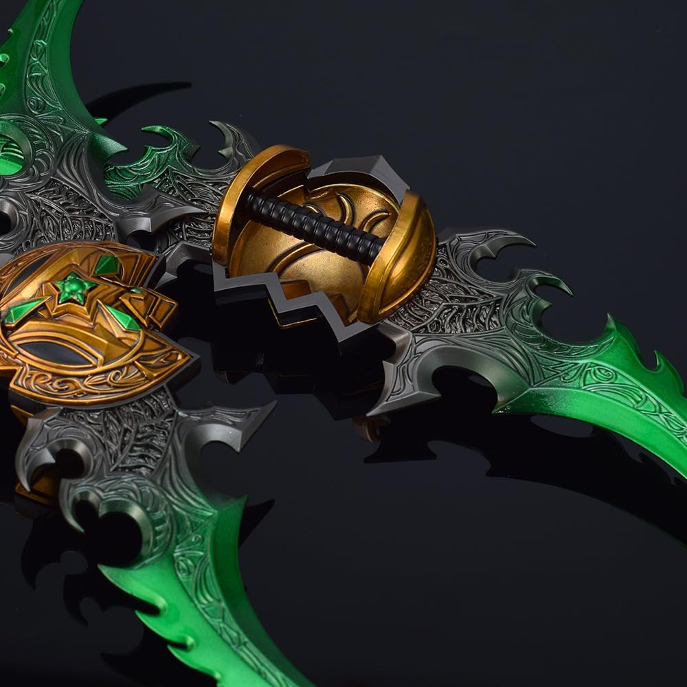 Artículos de colección de Videojuegos, Warglaive of Azzinoth Modelo Illidan Warblade decoración de Escritorio 22 cm/8,7 Pulgadas con Soporte exhibición Juego Totalmente metálico(Green)