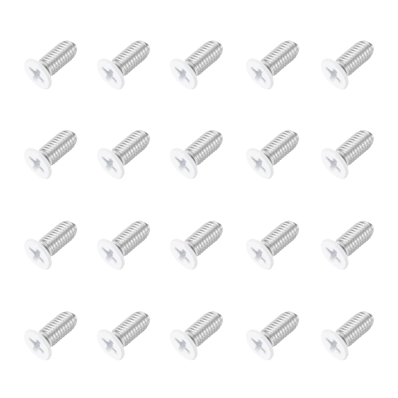 sourcing map M6 x 14mm Flat Countersunk Head Machine Screws 304 Stainless Steel Full Thread Phillips Drive Cross Screw for Furniture Connection Electrical Appliances (White, Pack of 20)