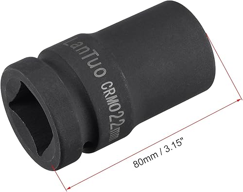 Miniatura 2 de uxcell Enchufe de impacto cuadrado de 1 pulgada por 0.866 in, CR-MO 3.150 in de longitud, tamaños métricos estándar