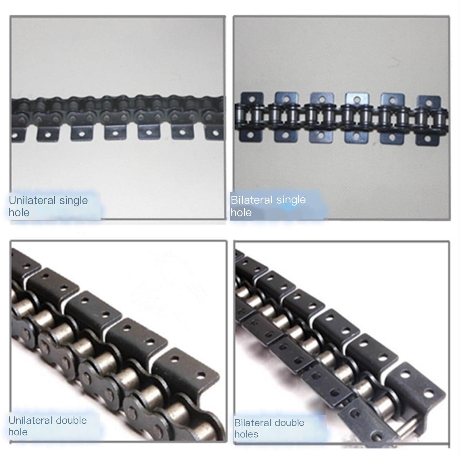 Cadena, 1 cadena de rodillos de transmisión transportadora de paso corto grande y grande de 1,5 m de longitud(1 Hole)