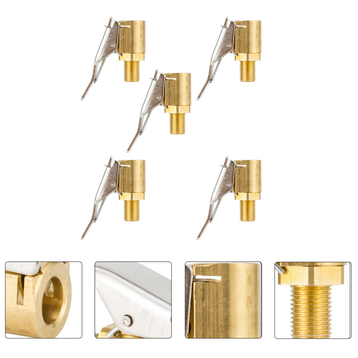 GANAZONO 5pcs Durable Brass Car Air Chuck Connection Efficient Tire Inflator Adapter for Leak Resistant Design for Quick Tire Inflation