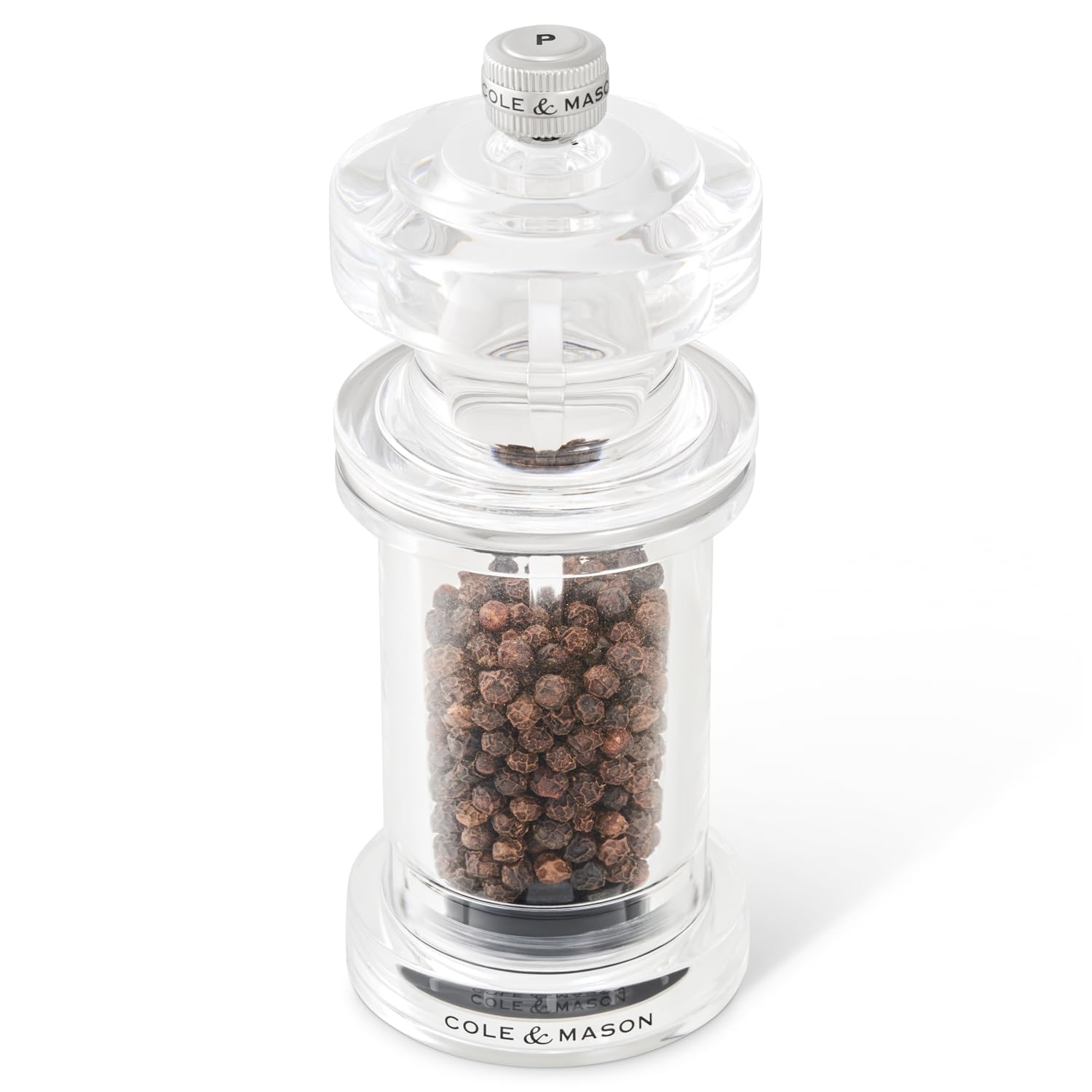 Cole & Mason 605 Salz und Pfeffermühle Set, Einstellbarem Keramikmahlwerk | Gewürzmühle, Precision+ verstellbarer Mahlgrad, Langlebiger Acryl/Edelstahl, Lebenslange Mechanik-Garantie, Geschenk Set