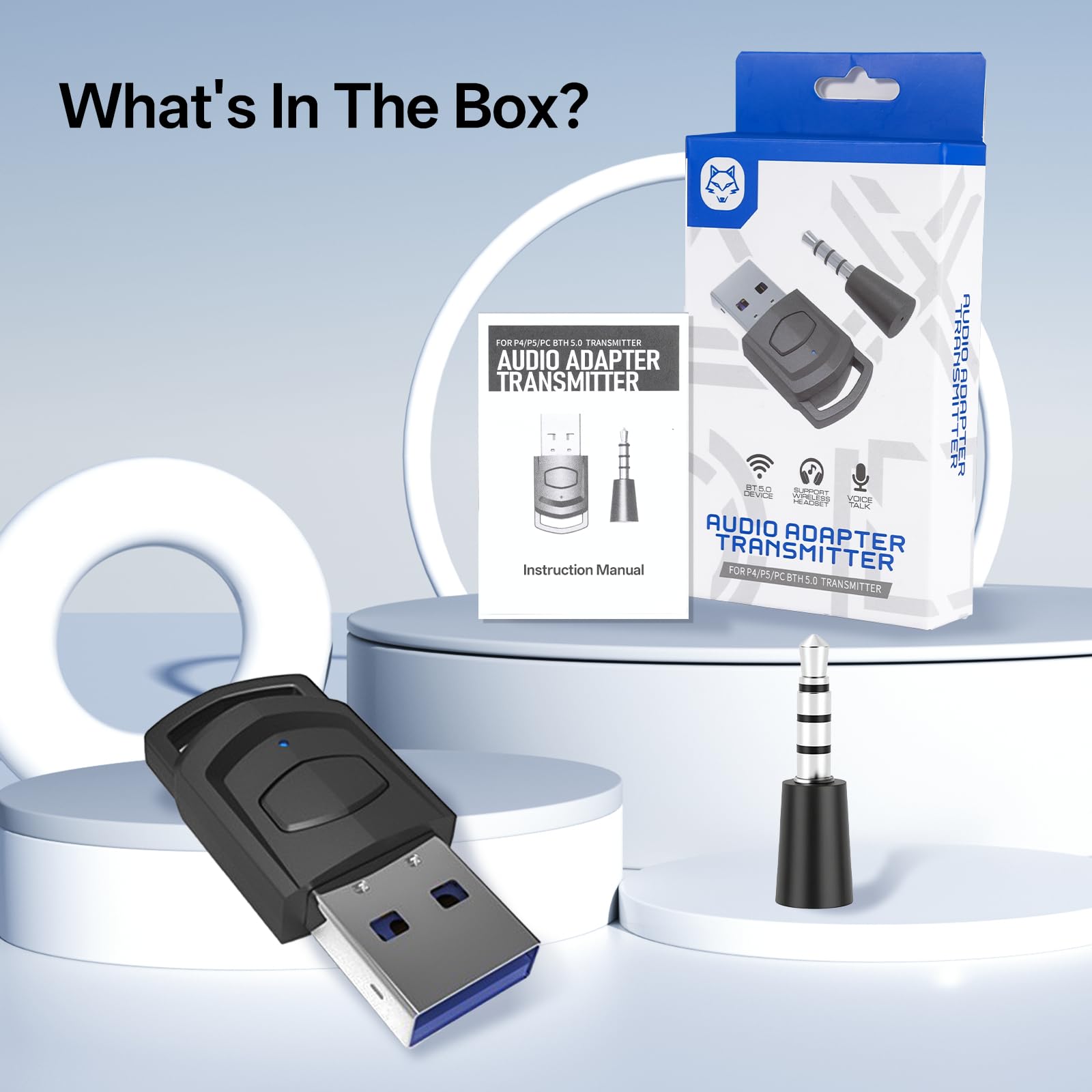 Adaptateur Audio USB Bluetooth 5.0 pour PS5/PS4/PC, Dongle Bluetooth à Faible Latence