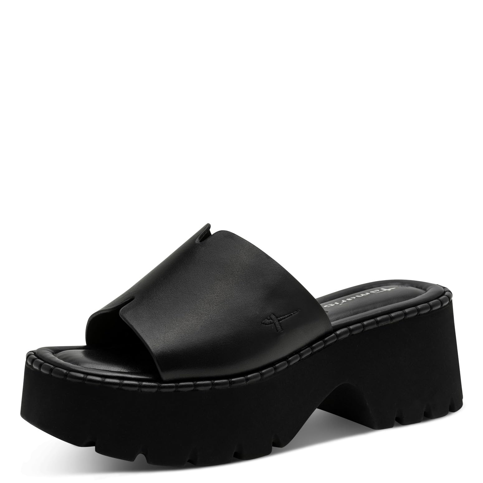 Tamaris Women's leather mule with block heel black 7.5 UK