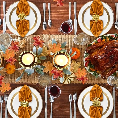 Ouddy Party SKU-067-1 Fall Napkin Rings Set Of 12, Fall Thanksgiving Napkin Rings Maple Leaf Pumpkin Napkin Rings Holders For Family Party Wedding Harvest Autumn Holiday Dinner Table Decorations thumb #5