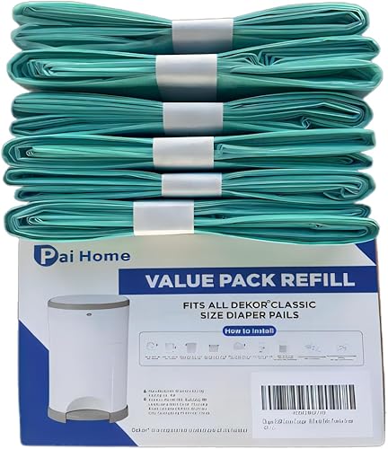 Revestimientos de recambio de pañales compatibles con recambios de cubos de pañales Dekor Classic con capacidad para hasta 3480 pañales (paquete de