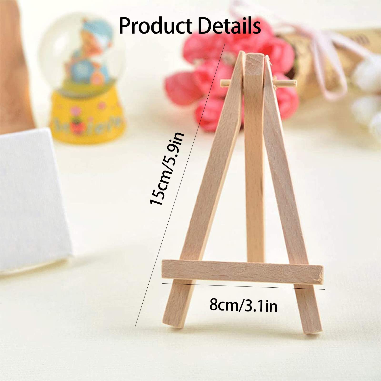 Mini Cavalletti Da Tavolo In Legno Di Pino | Set Da 2 Supporti Espositori Pieghevoli | 15x8x1,7 Cm | Ideali Per Dipinti, Foto, Menu, Decorazioni Matrimonio