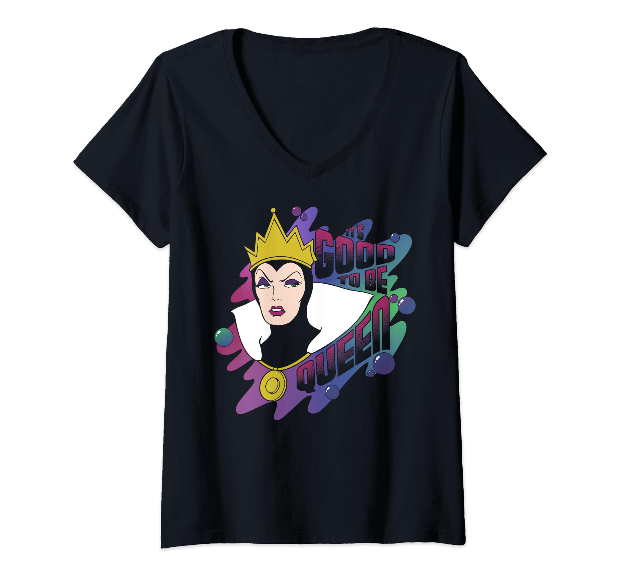 Womens Disney Snow White Evil Queen Good To Be Queen V-Neck T-Shirt