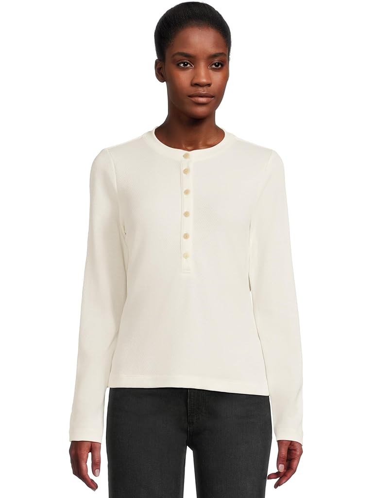 White L.L.Bean Signature Premium Thermal Long Sleeve Henley Shirt
