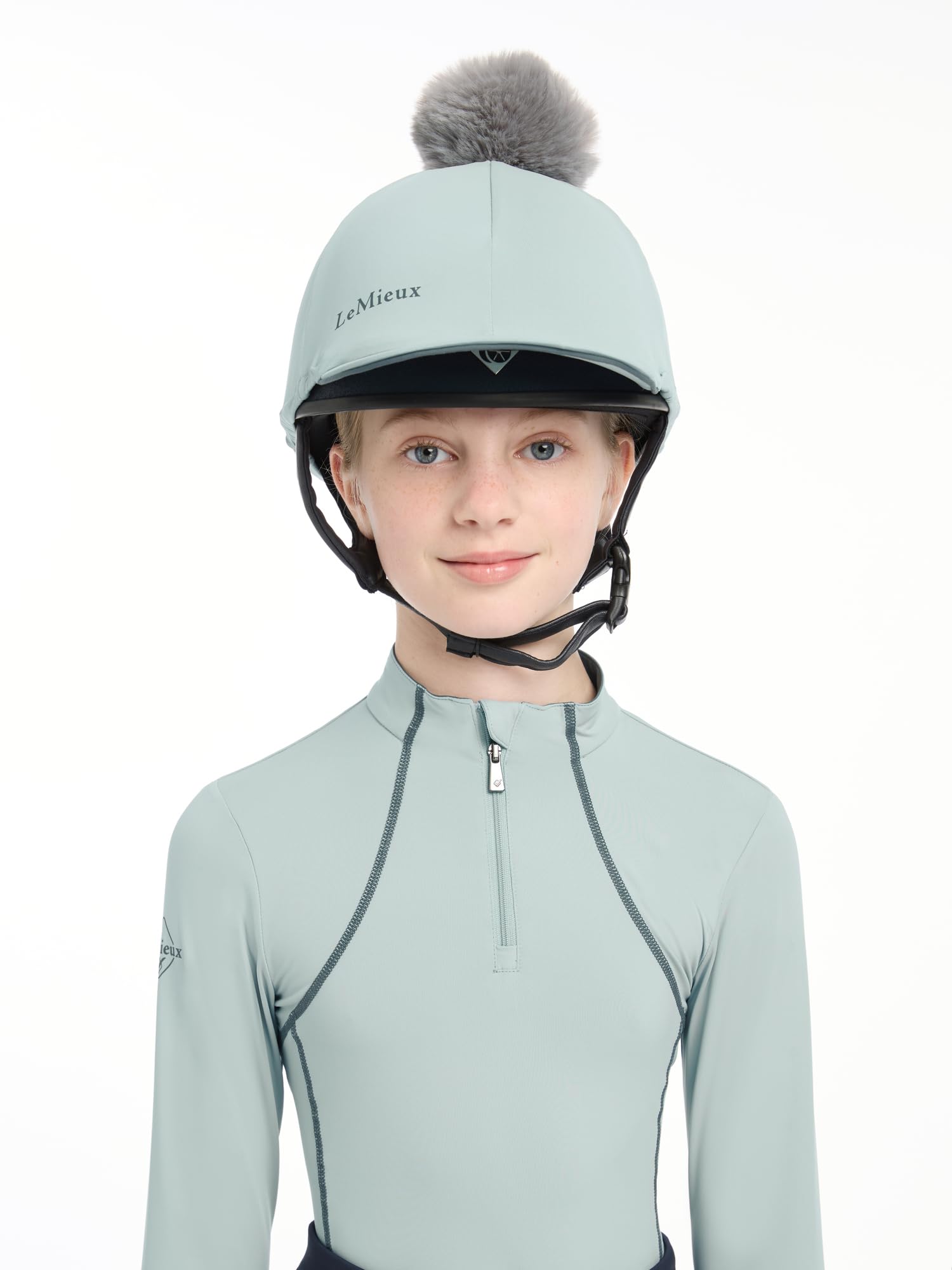 LeMieux Pippa Hat Silk - Glacier | One Size, Contrast Trim, 360 Stretch