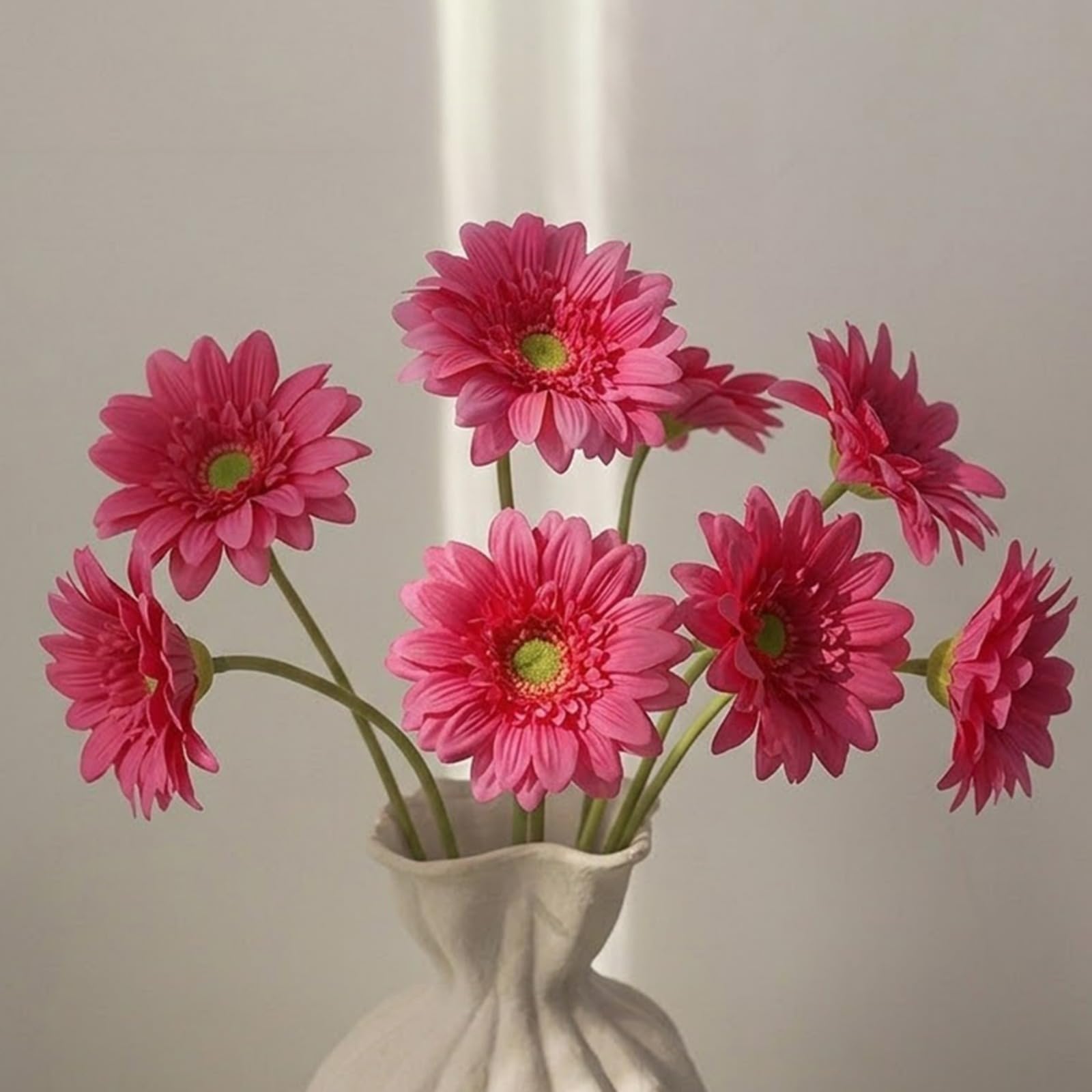 JHUAJISFC 5 Pack Artificial Gerbera Daisy Flowers, Tall 24.4" Fake Daisies Real Touch Silk Flowers with Faux Stems for Vase Indoor Home Decor, Wedding Bouquets for Bride