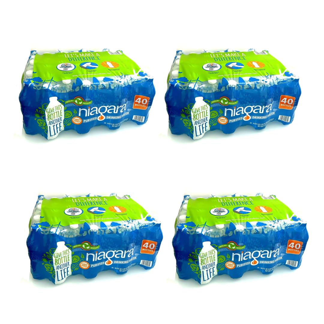 Niagara Purified Drinking Water, 16.9 fl oz Bottles, 40 Count, Pack of 4