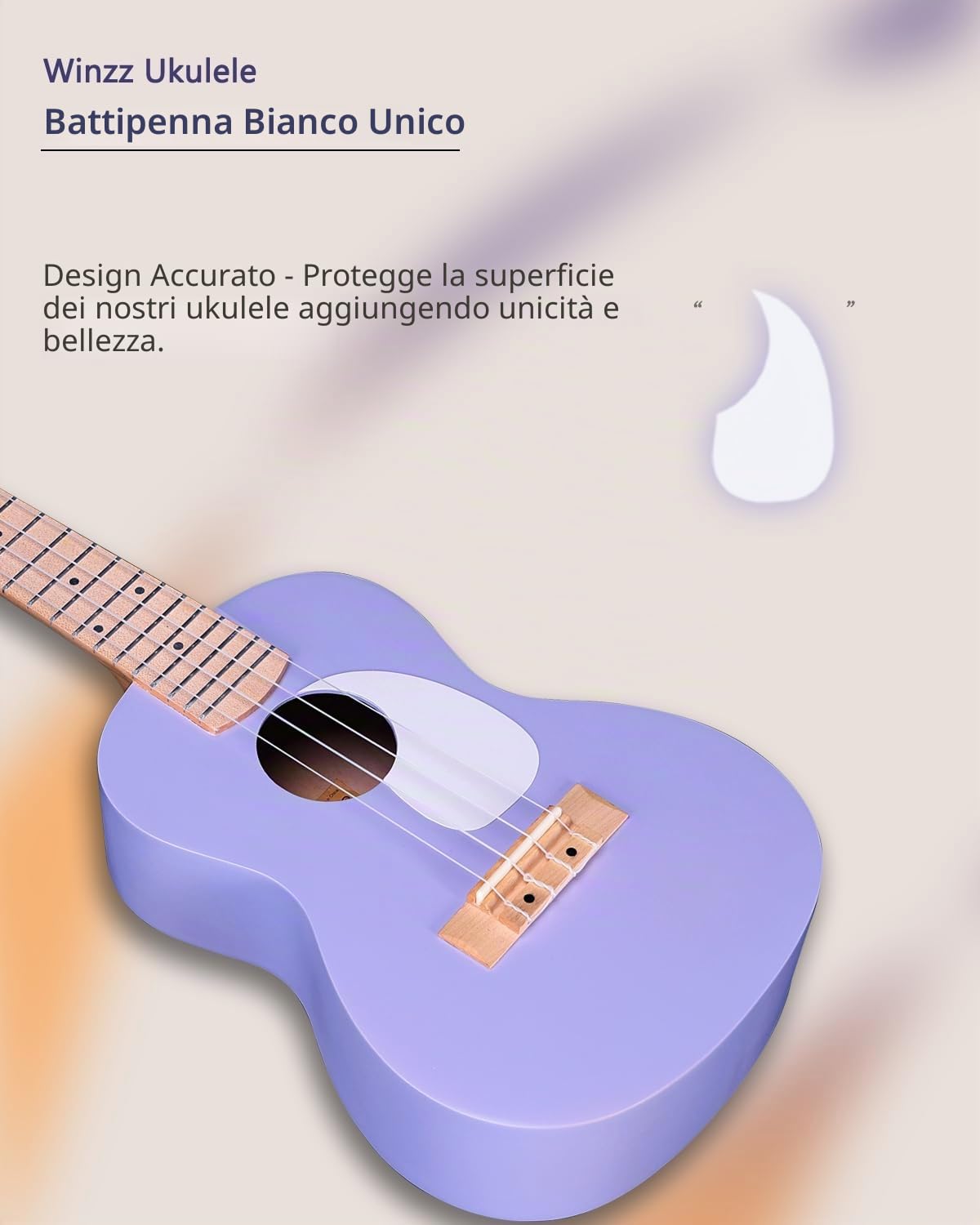 Winzz Ukulele soprano per bambini per adulti e bambini, 53 cm, colore viola