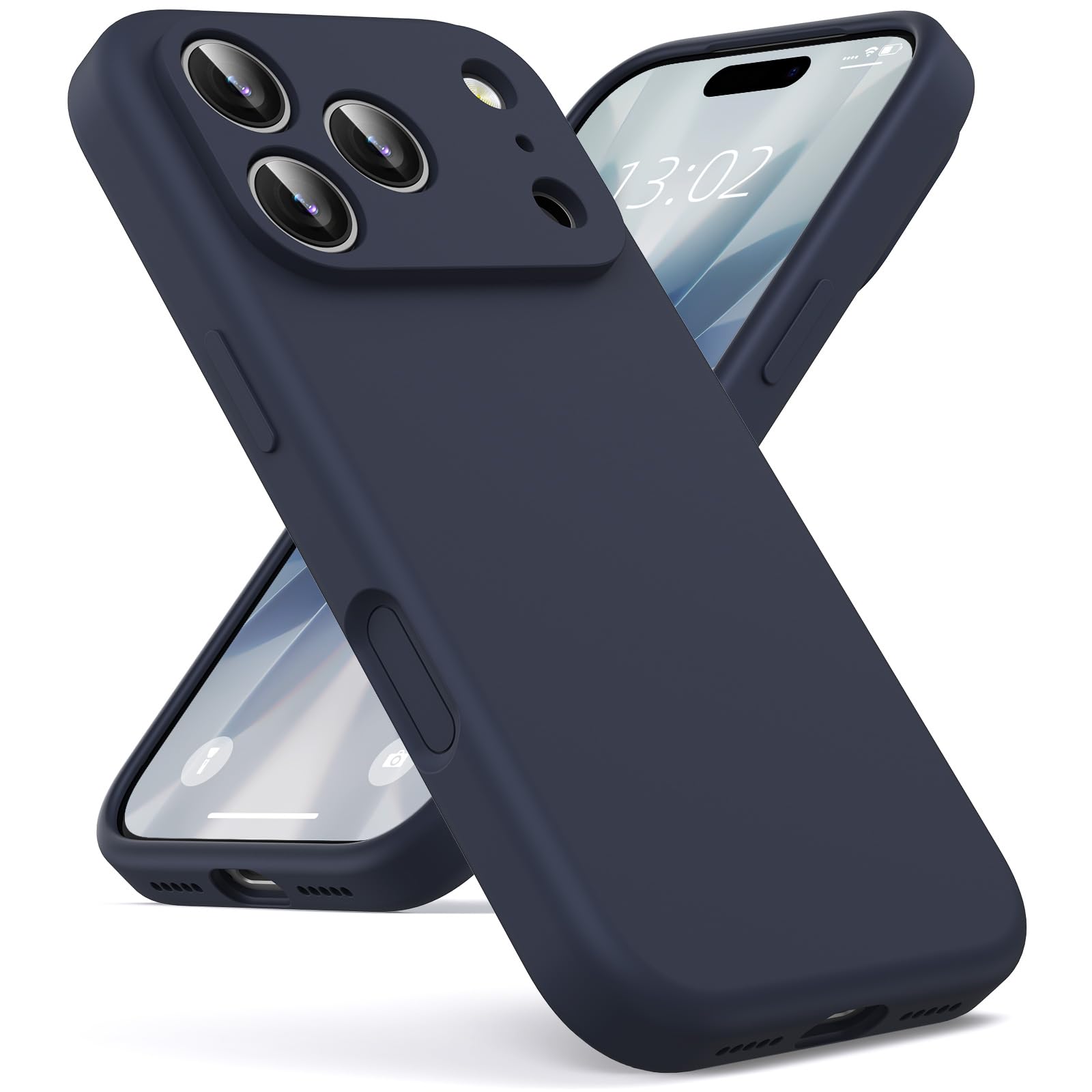 Oududianzi - Cover Compatibile con iPhone 17 Pro Silicone Liquido, Interno in Microfibra Morbida, Protezione Antiurto Resistente Aantigraffio Custodia iPhone 17 Pro Case - Blu Notte