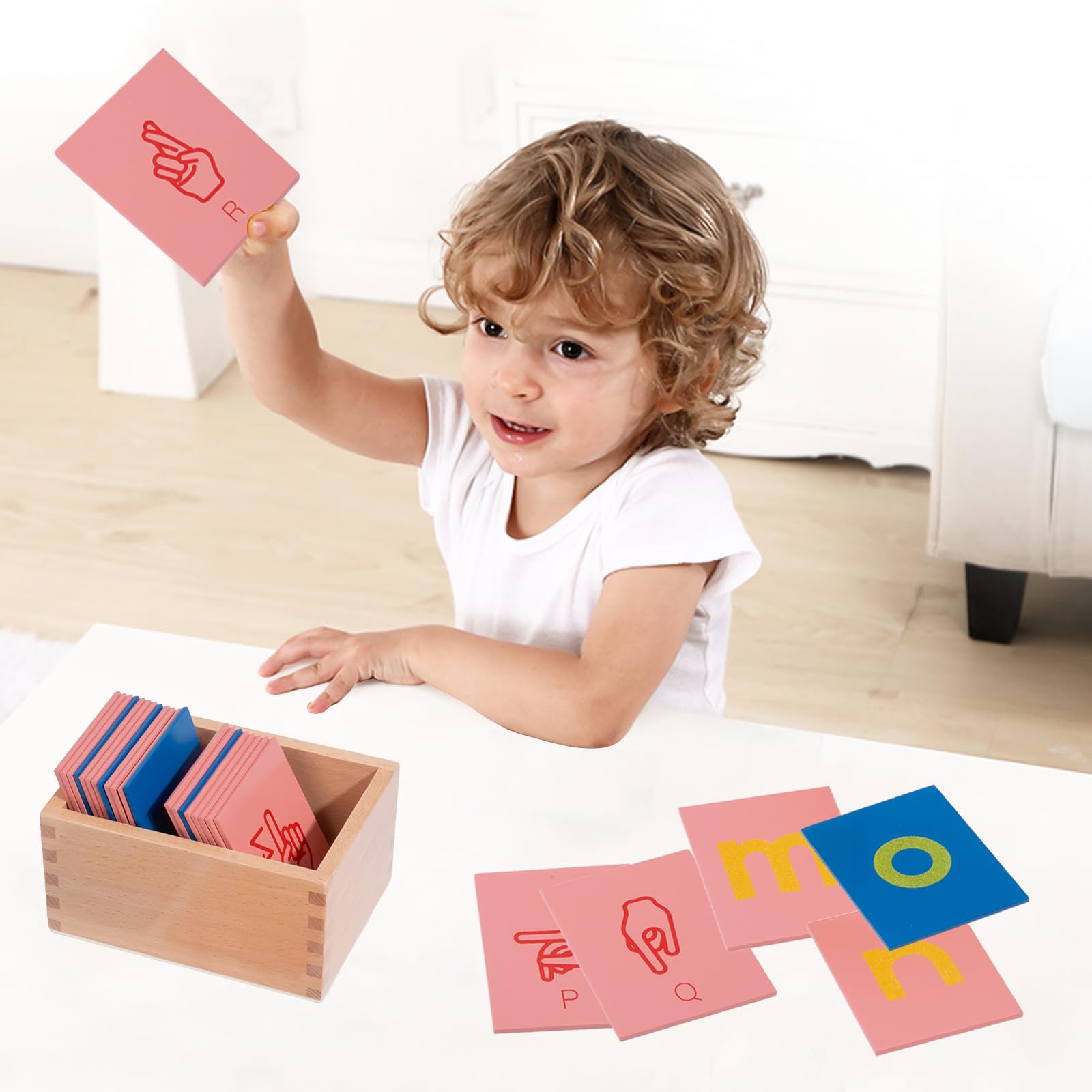 Adena Montessori Early Child Development Learning Material Lower and Capital Case Sandpaper Letters Sign Language Edition - Image 9