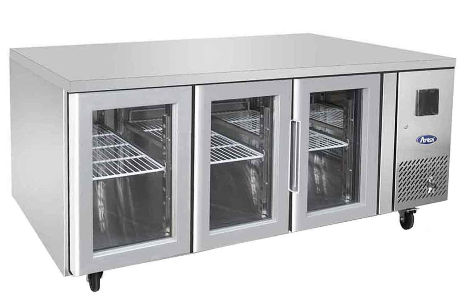 Atosa Positive Refrigerated Table GN 1/1 with 3 Glass Doors – 420 L – R290 Stainless Steel 3 Doors 1795 Glazed