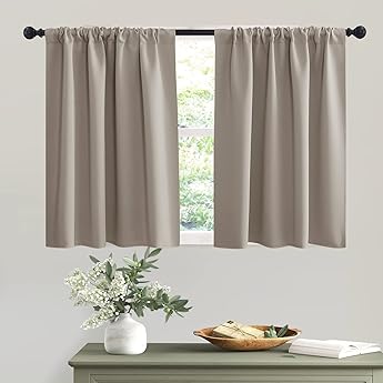 RYB HOME Room Darkening Curtains for Bedroom, Thermal Insulated Noise Reducing Window Drapes Farmhouse Decor for Living Room Dining Room, W52 x L95 inch, 2 Panels, Sand