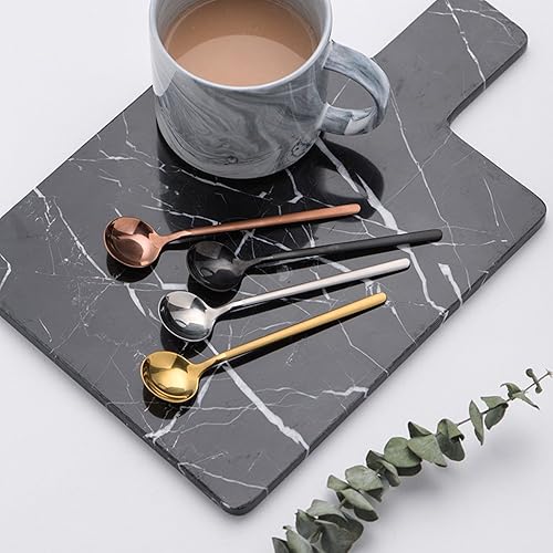Miniatura 5 de Juego de 4 cucharas de espresso de acero inoxidable 188, 5.2 pulgadas Vogue Mini cucharaditas para revolver café, pastel de postre, helado, sopa,