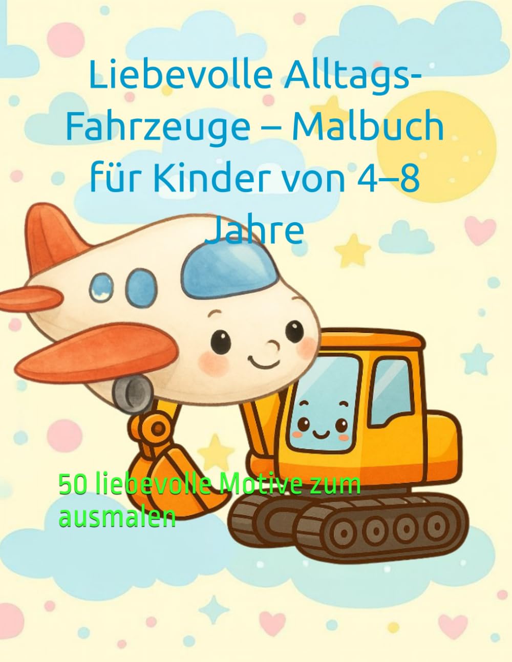 Liebevolle Alltags-Fahrzeuge – Malbuch für Kinder von 4–8 Jahre: 50 liebevolle Motive zum ausmalen
