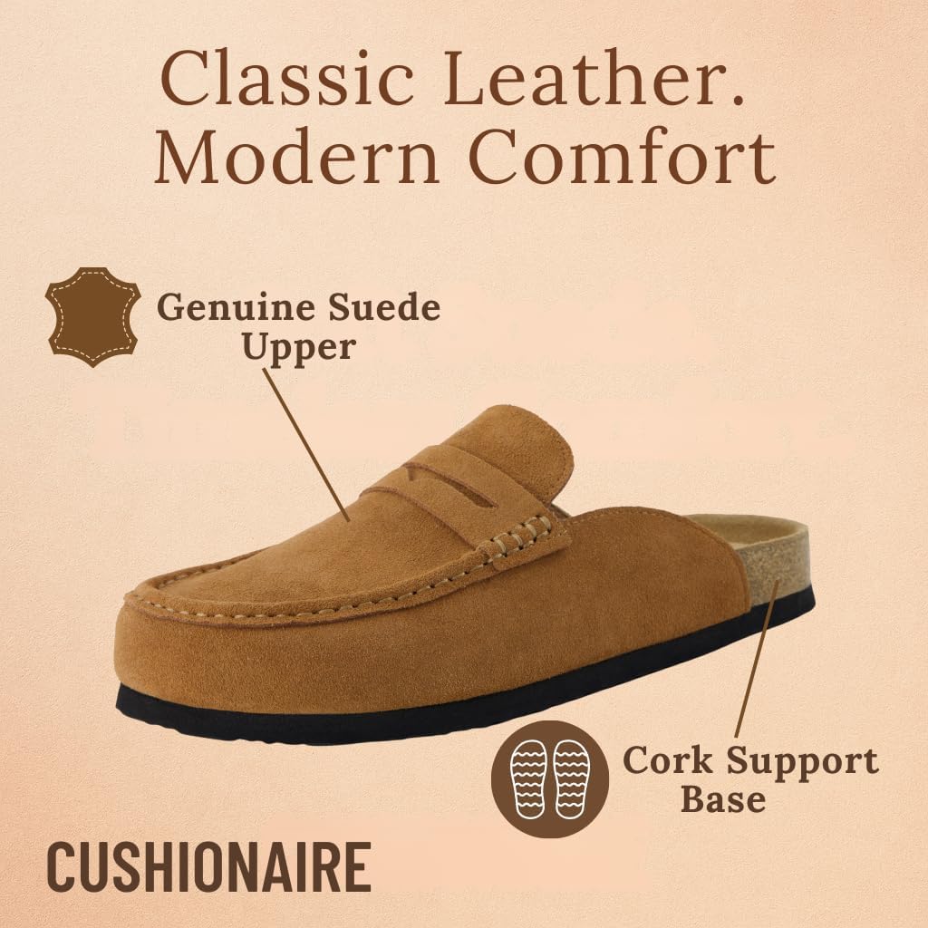 CUSHIONAIRE Fondu Genuine Leather Mule Clogs for Women, Comfortable Slip On Womens Shoes with Penny Strap Accent and Memory Foam Footbed - Image 5